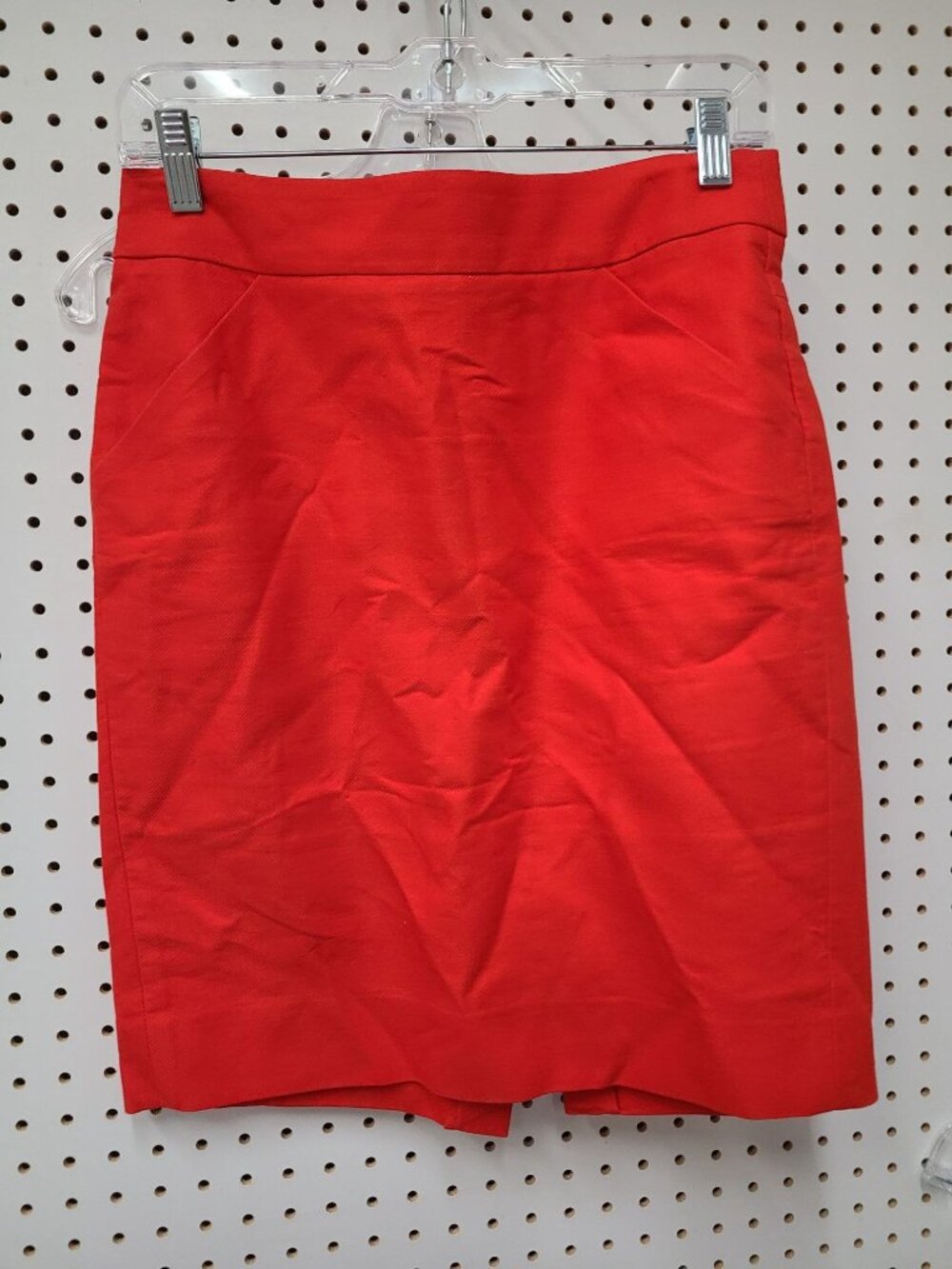 J.Crew Womens Red Pencil Skirt Size 2 Made In Sri Lanka Cotton Blend